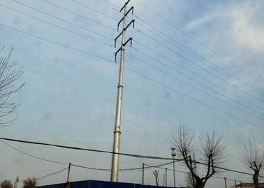 Galvanized Steel Transmission Pole , Durable High Strength Steel Tubular Pole